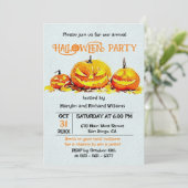 Jack O' Lanterns auf Herbstauslaufbahn Halloween-P Einladung (Stehend Vorderseite)