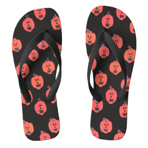 Jack-o-Lanterns auf Schwarz Badesandalen