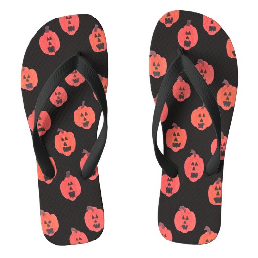 Jack-o-Lanterns auf Schwarz Badesandalen (Fußbett)