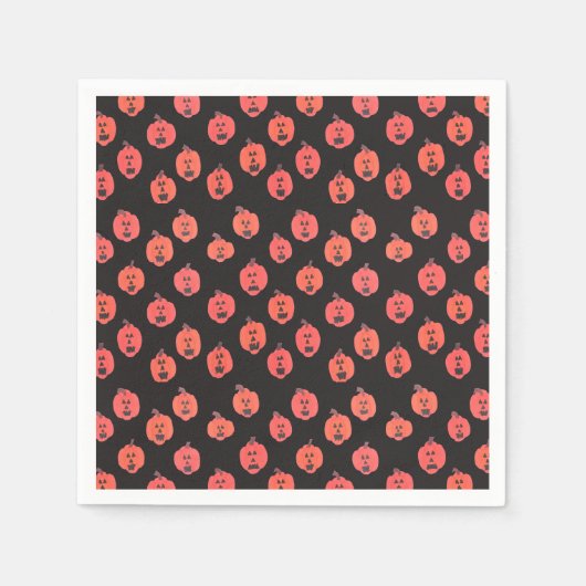 Jack-o-Lanterns auf Schwarz Serviette (Vorderseite)