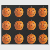 Jack-O-Lanterns auf schwarzem Schleifpapier Geschenkpapier (Flach)