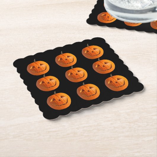 Jack-O-Lanterns auf schwarzen Untersetzer (angewinkelt)