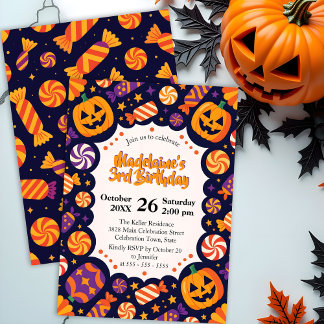 Jack-O' Lanterns Candy Halloween Geburtstag Einladung