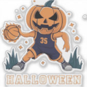 Jack-o'-Lantern's Fiery Slam Dunk: Halloween Night Aufkleber (Vorderseite)