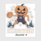 Jack-o'-Lantern's Fiery Slam Dunk: Halloween Night Aufkleber (Blatt)