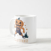 Jack-o'-Lantern's Fiery Slam Dunk: Halloween Night Kaffeetasse (Vorderseite Links)