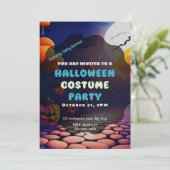 Jack-O' Lanterns Full Moon Creepy Halloween Einladung (Stehend Vorderseite)