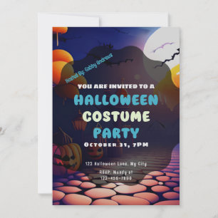 Jack-O' Lanterns Full Moon Creepy Halloween Einladung