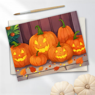 Jack-O-Lanterns   Halloween Watercolor Pumpkins Feiertagspostkarte