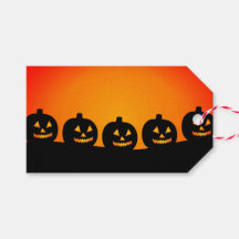 Jack o' Lanterns in einem Row-Geschenketikett