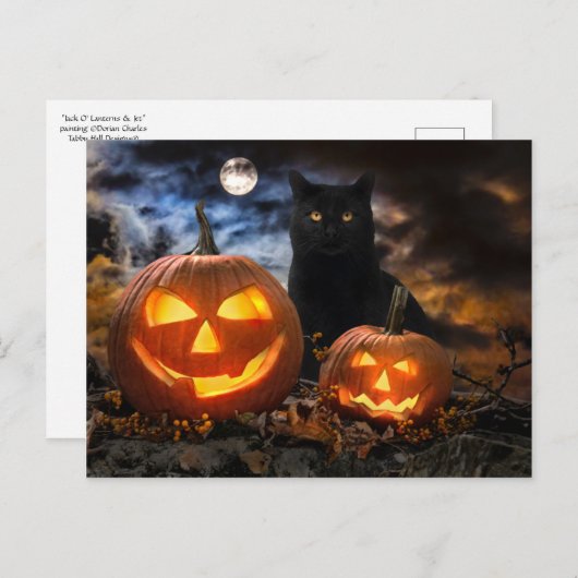 "Jack O' Lanterns & Jet" Postkarte (Vorne/Hinten)