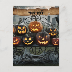 Jack-o'-Lanterns mit Spinnennetzen Feiertagspostkarte