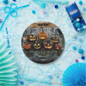 Jack-o'-Lanterns mit Spinnennetzen Pappteller (Party)
