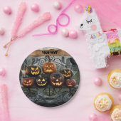 Jack-o'-Lanterns mit Spinnennetzen Pappteller (Party)