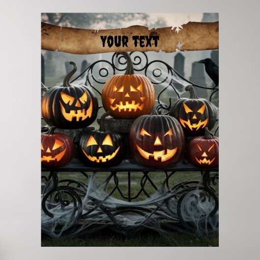 Jack-o'-Lanterns mit Spinnennetzen Poster (Vorne)