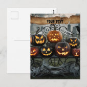 Jack-o'-Lanterns mit Spinnennetzen Postkarte (Vorne/Hinten)