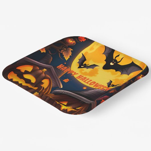 Jack-O-Lanterns Moon Pappteller (Gewinkelt)
