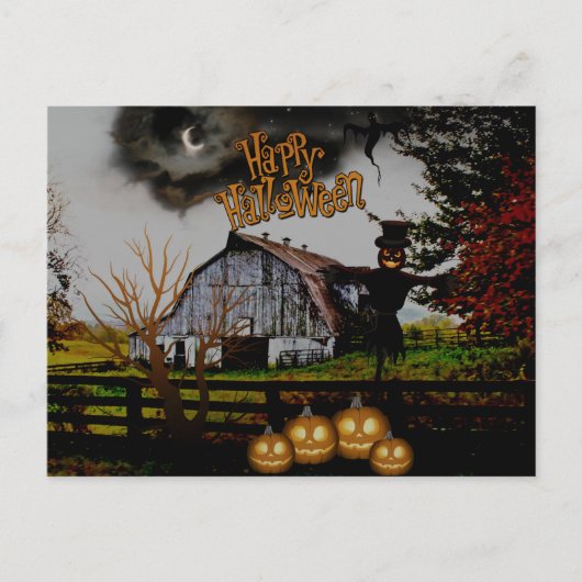 *~* Jack-o-Lanterns - Scarecrow HALLOWEEN Postkarte (Vorderseite)