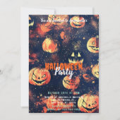 Jack-O' Lanterns Starry Night Halloween-Party Einladung (Vorderseite)