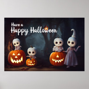 Jack-O-Lanterns und Kürbisköpfe Halloween Poster