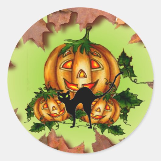 JACK-O-LANTERNS von SHARON SHARPE Runder Aufkleber (Vorderseite)