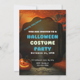 Jack-O'-Laterne auf Herbstwaldweg Halloween Einladung