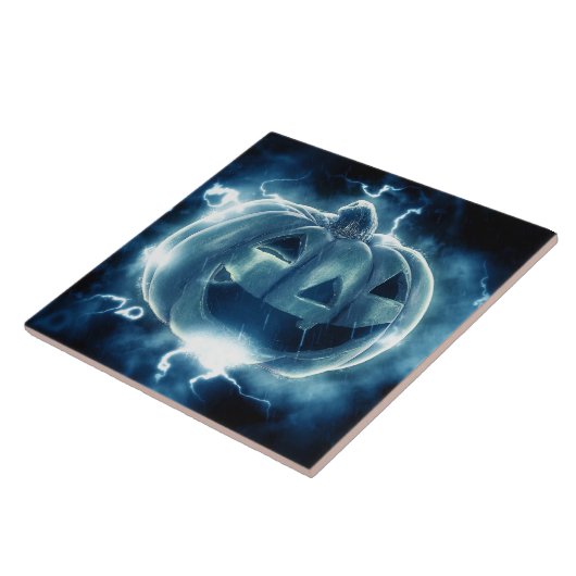 Jack-o-Laterne im Regen Fliese (Seite)