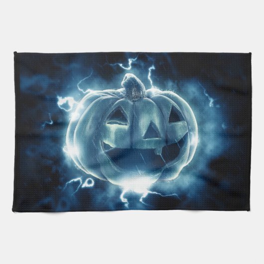 Jack-o-Laterne im Regen Geschirrtuch (Horizontal)