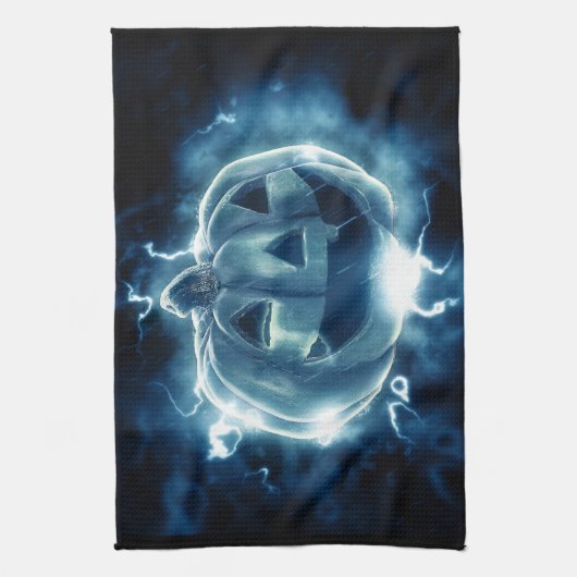 Jack-o-Laterne im Regen Geschirrtuch (Vertikal)