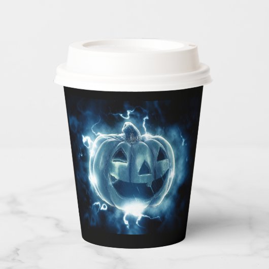 Jack-o-Laterne im Regen Pappbecher (Vorderseite)