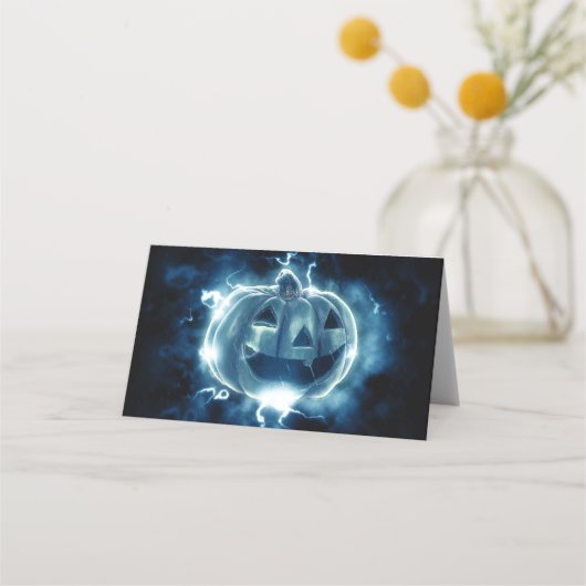 Jack-o-Laterne im Regen Platzkarte (Rückseite)