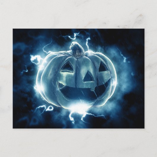 Jack-o-Laterne im Regen Postkarte (Vorderseite)