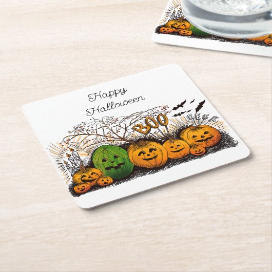 Jack-o-Laterne Line Cooler Rechteckiger Pappuntersetzer (angewinkelt)