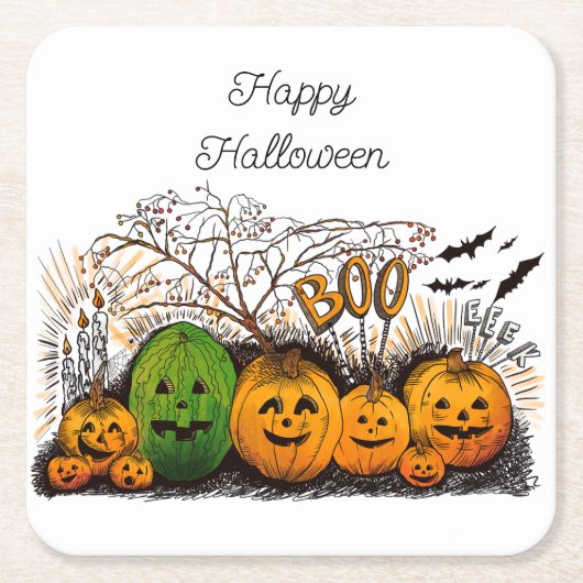 Jack-o-Laterne Line Cooler Rechteckiger Pappuntersetzer (Vorderseite)