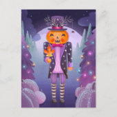 Jack-o'-Laterne Pumpkin Nutcracker Lila Postkarte (Vorderseite)