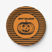 Jack-o'-Laterne Pumpkin Stripteppichplatte Pappteller (Vorderseite)