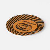 Jack-o'-Laterne Pumpkin Stripteppichplatte Pappteller (Schrägansicht)