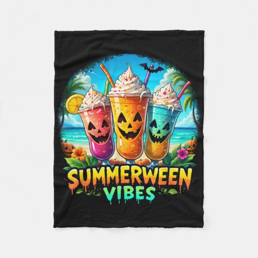 Jack-o-Laterne Summerween Vibes Skeleton Summer Wa Fleecedecke (Vorderseite)