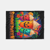 Jack-o-Laterne Summerween Vibes Skeleton Summer Wa Fleecedecke (Vorderseite (Horizontal))