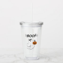 Jack-o’-Laterne und ein weißes Ghost-Boom Hallowee Acryltrinkbecher
