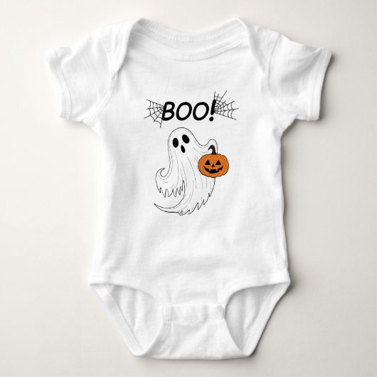 Jack-o’-Laterne und ein weißes Ghost-Boom Hallowee Baby Strampler (Vorderseite)