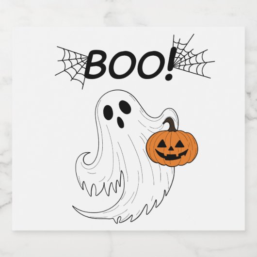 Jack-o’-Laterne und ein weißes Ghost-Boom Hallowee Bierflaschenetikett (Einzelnes Label)