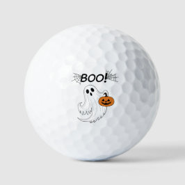 Jack-o’-Laterne und ein weißes Ghost-Boom Hallowee Golfball