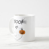 Jack-o’-Laterne und ein weißes Ghost-Boom Hallowee Kaffeetasse (Vorderseite Links)