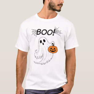 Jack-o’-Laterne und ein weißes Ghost-Boom Hallowee T-Shirt