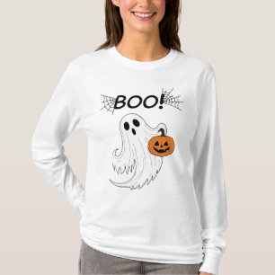 Jack-o’-Laterne und ein weißes Ghost-Boom Hallowee T-Shirt