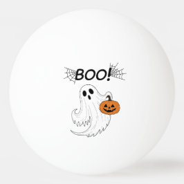Jack-o’-Laterne und ein weißes Ghost-Boom Hallowee Tischtennisball