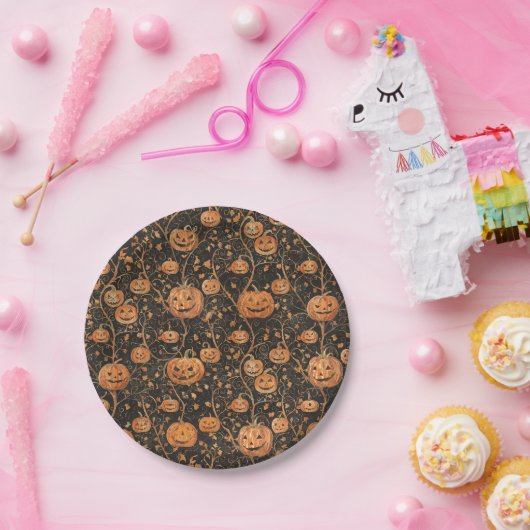 Jack-o-Laternen auf dem Weinberg Pappteller (Party)