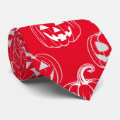 Jack-o-Laternen Muster.White Red BG Krawatte (Gerollt)