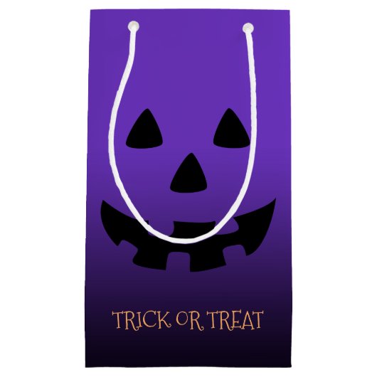 Jack o Laternengesicht auf Lila Kleine Geschenktüte (Vorderseite)